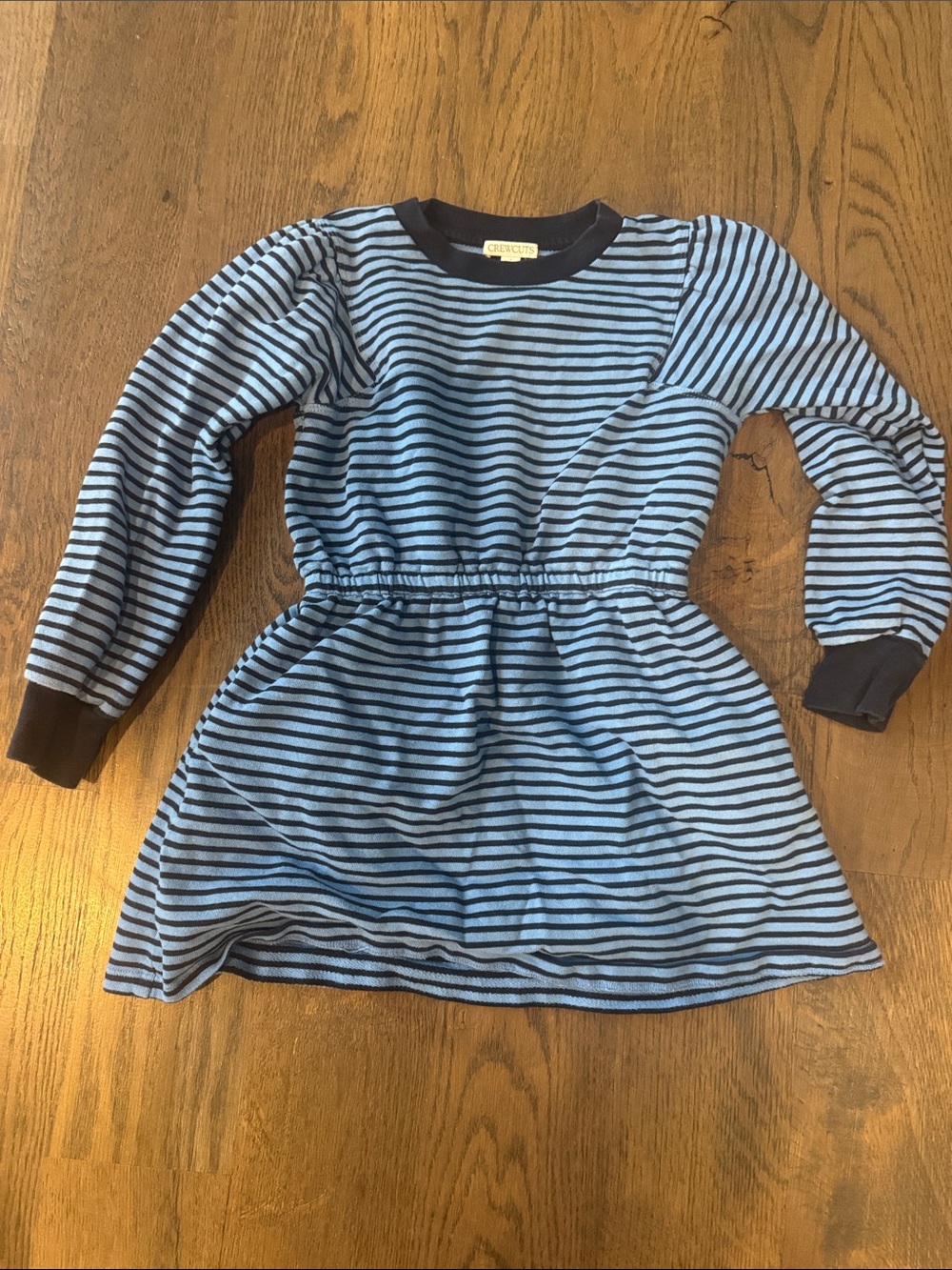 Crewcuts Blue and Black Striped Long Sleeve Kids Dress